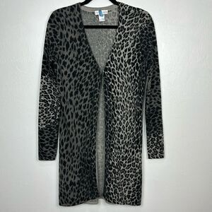 Garfield & Marks Cashmere Leopard Print Longline Cardigan Sweater Size M